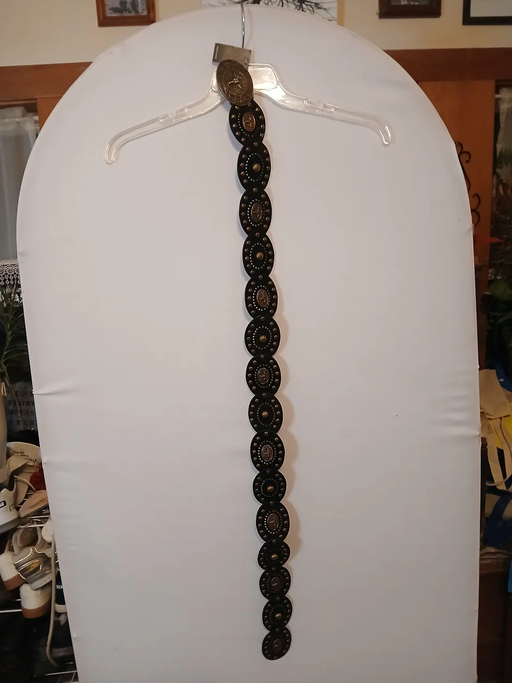 Black Western Concho Belt with Brass Accents